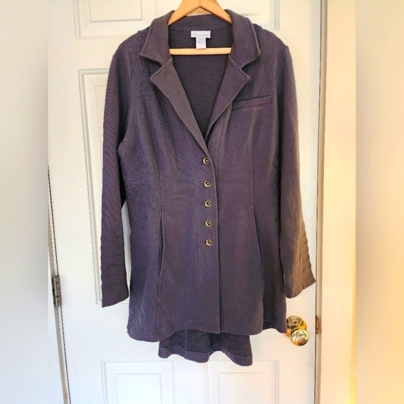 Soft Surroundings Tallulah jacket blazer size L Charcoal military Heritage - Picture 1 of 13